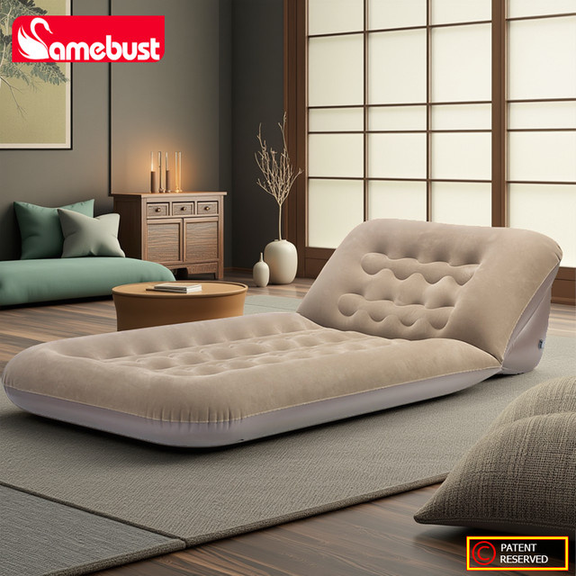 CAMEBUST Luftmatratze als aufblasbares Schlafsofa für Innen und Außen, braun/grau/beige, B/T: 140 x 190 cm - Bild 1