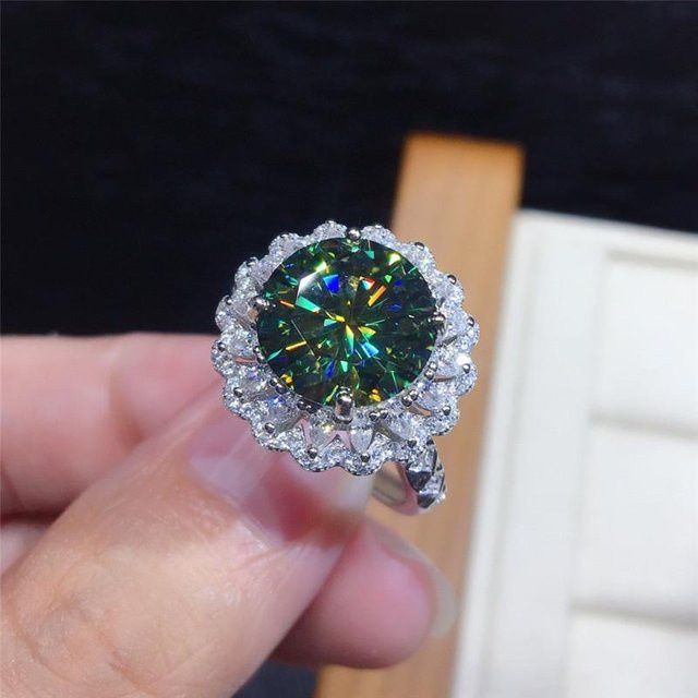 Huitan Ring, Zirkonia, Grün, Weiß, Damen, Kupfer, Ringgröße 10 - Bild 1