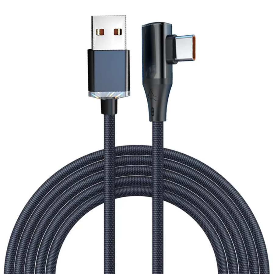USB-A auf USB-C Datenkabel mit 90-Grad-Winkel, 120 W Schnellladefunktion, Schwarz oder Lila - Bild 5