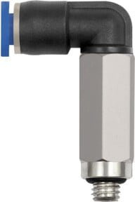 Riegler L-Steckverschraubung Blaue Serie mini lang drehbar M6 blau - Bild 1