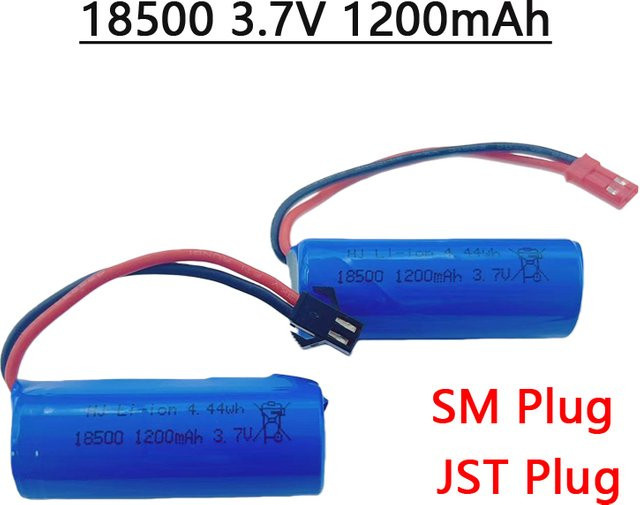 YTBNA Li-Ion Akku 18500 3,7V 1200mAh 15C mit SM-Stecker oder JST-Stecker in Blau für ferngesteuerte Flugzeuge und drahtlose Fernbedienungsgeräte - Bild 1
