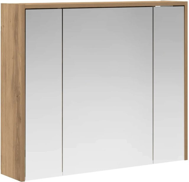 vidaXL Badezimmerspiegelschrank Eiche Modern mit Spiegeltüren und Regalböden, Braun - Bild 1