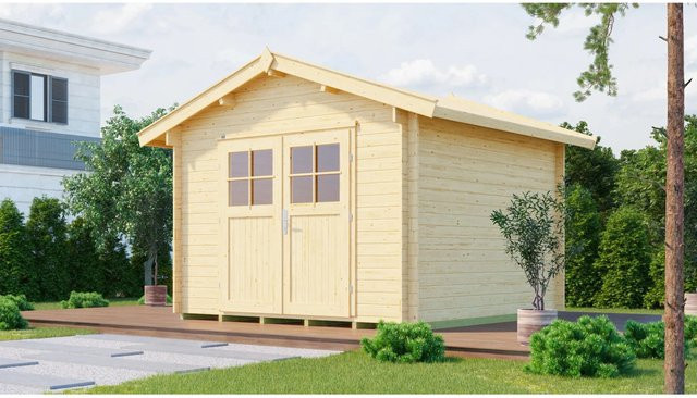 Weka Holz-Gartenhaus Sienna mit Satteldach in Blockbohlenbauweise, Unbehandelt, B/T: 300 x 330 cm - Bild 1