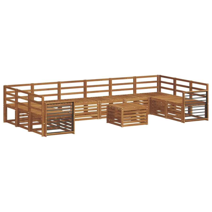 vidaXL Sofagarnitur aus Massivholz Akazie in Natur Braun, 11-teiliges Set im modernen Latten-Design - Bild 2