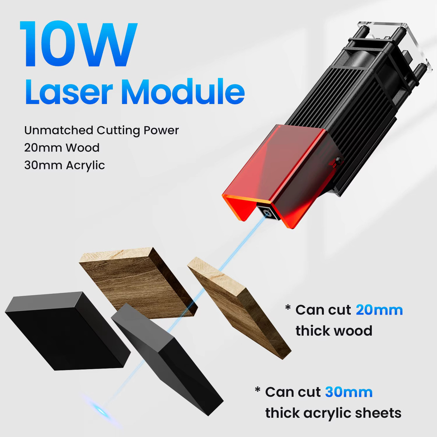 LONGER RAY5 Lasergravierer mit 10 W Leistung, 0,06 x 0,06 mm Laser-Spot, Touchscreen und 32-Bit-Chipsatz, Farbe: Schwarz, Arbeitsbereich: Breite: 40 cm, Tiefe: 40 cm - Bild 2