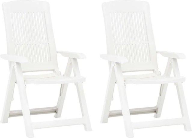 Furnicato Verstellbare Gartenstühle aus Kunststoff, 2er Set, Weiß, B/T/H: 45 x 60 x 109 cm - Bild 1