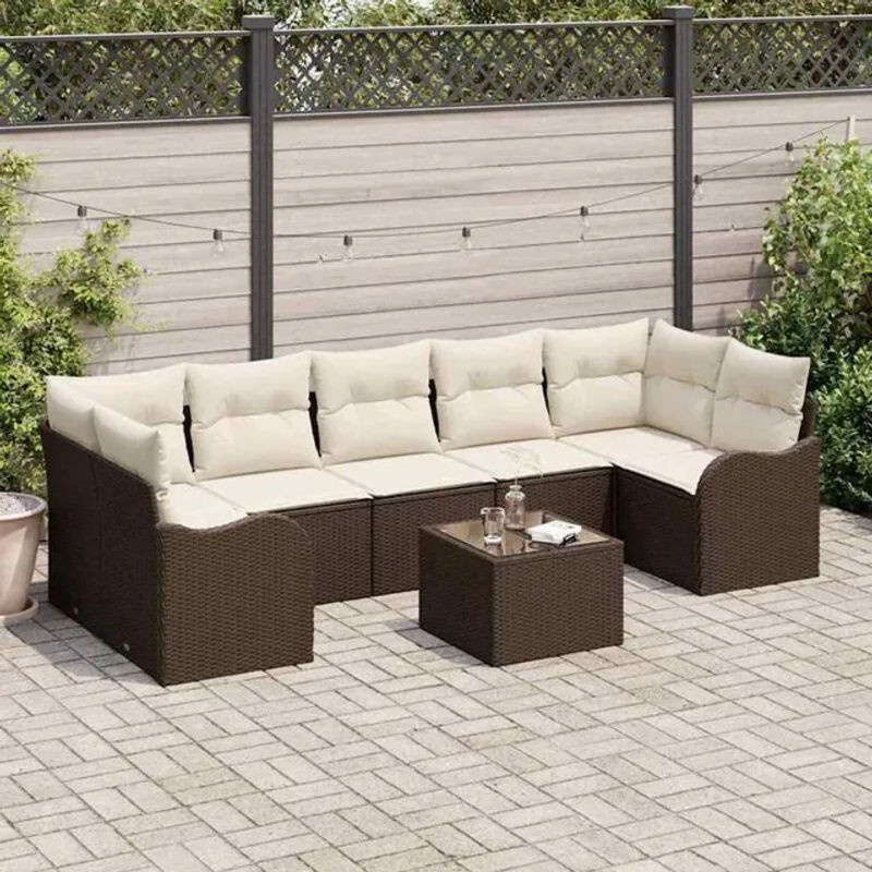 Vidaxl Garten-Sofa-Set aus 8 Teilen in Braun aus Poly-Rattan und Metall im modernen Design, B/T/H: 55 x 55 x 37 cm - Bild 1