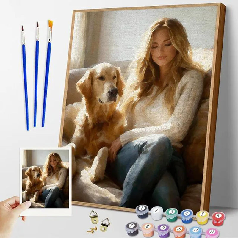 MomoArt DIY Malen nach Zahlen mit deinem persönlichen Foto auf Leinwand, mehrfarbig, ohne Rahmen, ideal als handgemachtes Geschenk für Erwachsene - Bild 1