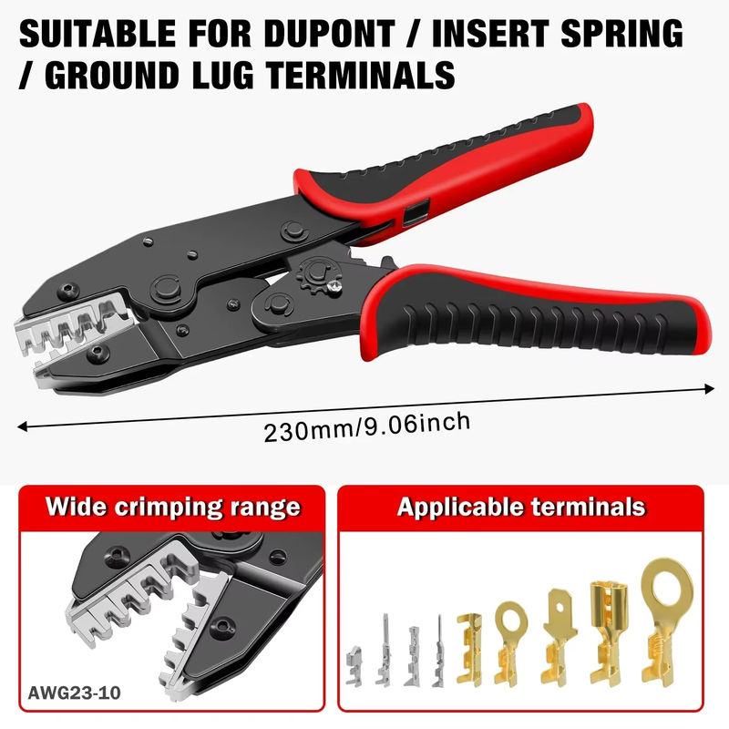 CLAMPLUS HS-2560 Crimpzange für XH2.54 SM2.54 Dupont und diverse Terminals 0,25-6mm2 23-10AWG Handcrimpwerkzeug - Bild 3