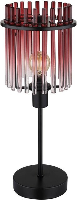GLOBO Tischleuchte Gorley in Schwarz und Rot aus Metall und Glas, Höhe: 37,5 cm, Durchmesser: 15 cm, E14 Fassung - Bild 1