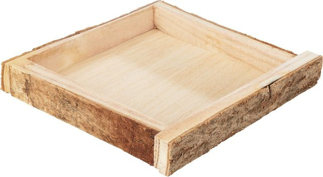 VBS Dekotablett mit Rinde in Braun, quadratisch, B/T: 25,0 x 25,0 cm, Höhe: 4,0 cm - Bild 1