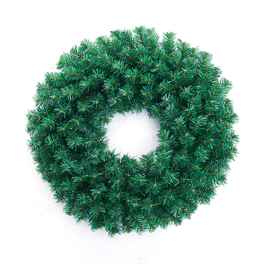 Rustikaler Weihnachts-Rattan-Kranz in Grün als hängendes Ornament mit künstlichen Kiefernnadeln, Durchmesser: 60 cm - Bild 2