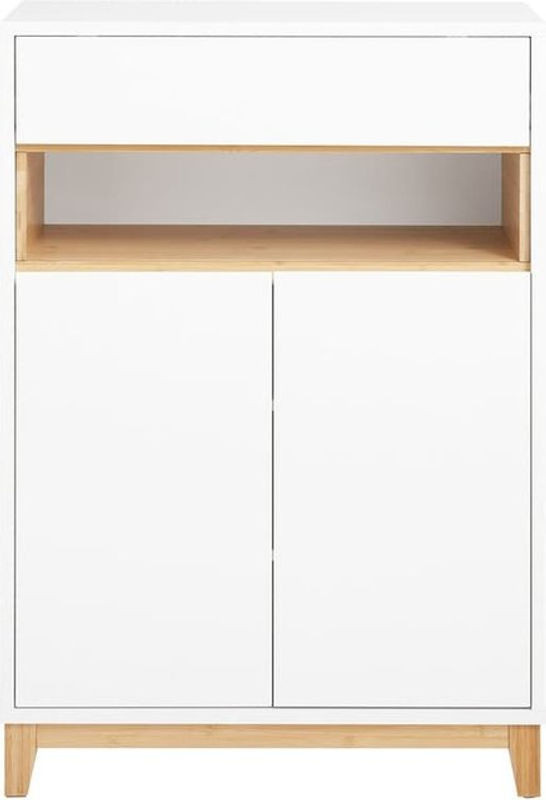 SoBuy Schuhschrank aus Bambus mit Drehtüren in Weiß, B/T/H: 60 x 34 x 85,1 cm - Bild 1