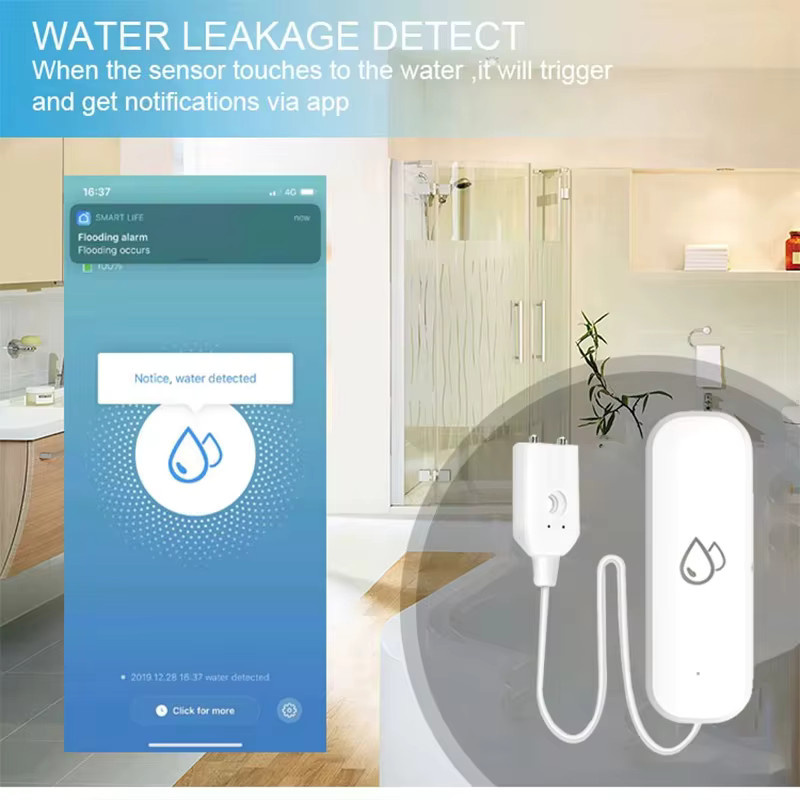 Tuya Smart WiFi Wassersensor und Leckdetektor in Weiß mit Smart Life APP-Benachrichtigung für deine Haussicherheit und Überlaufschutz - Bild 3