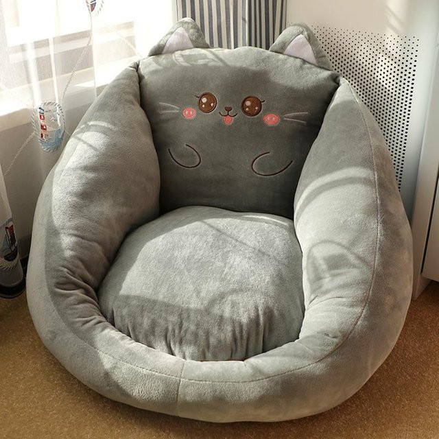 Japanisches Mooli Kissen in Grau, weiches Bodenkissen aus Polyester für Tatami und Futon, B/H: 45 x 35 cm - Bild 1