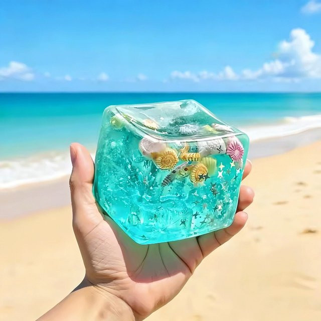 Zauberwürfel Meer Squishy Fidget Spielzeug, Transparent, Stern, Muschel - Bild 1
