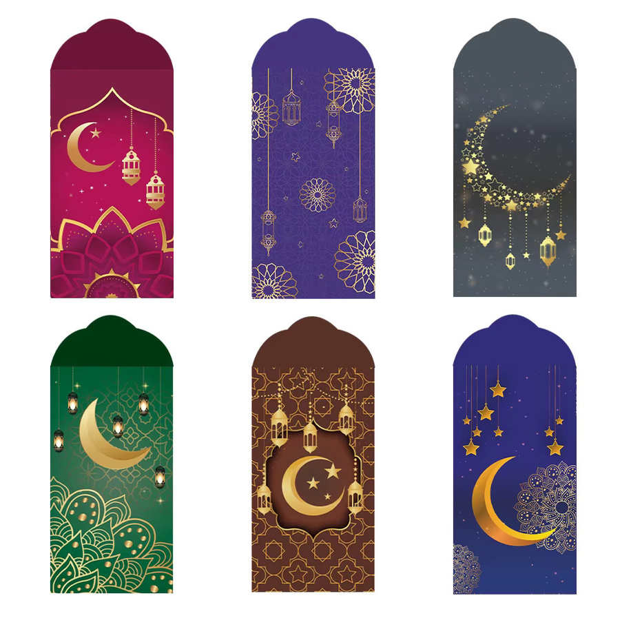 6 Stück Eid Mubarak Geldumschläge aus Papier für Ramadan Eidi Geschenkkartenhalter Eid al Fitr und Eid al Adha - Bild 2