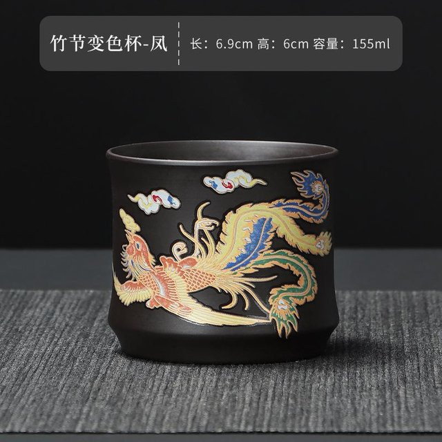 Home Savor Drache und Phönix Keramiktasse mit Farbwechsel bei heißem Wasser, Lila/Schwarz, 100 ml - Bild 1