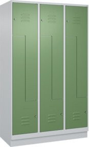 C+P Z-Spind Classic PLUS mit 6 Fächern, Sockel, Zylinderschloss, Farbe Grau/Grün, H x B x T: 195 x 120 x 50 cm - Bild 1