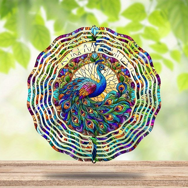 CIFBUY Pfau 3D Metall-Windspiel aus Edelstahl in Multicolour als Hängedekoration für Garten, Terrasse oder Fenster - Bild 1