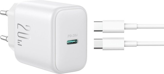 Joyroom Netzladegerät mit USB-C Kabel JR-TCF20, 20W, 3A, 1 x USB-C, Weiß - Bild 1