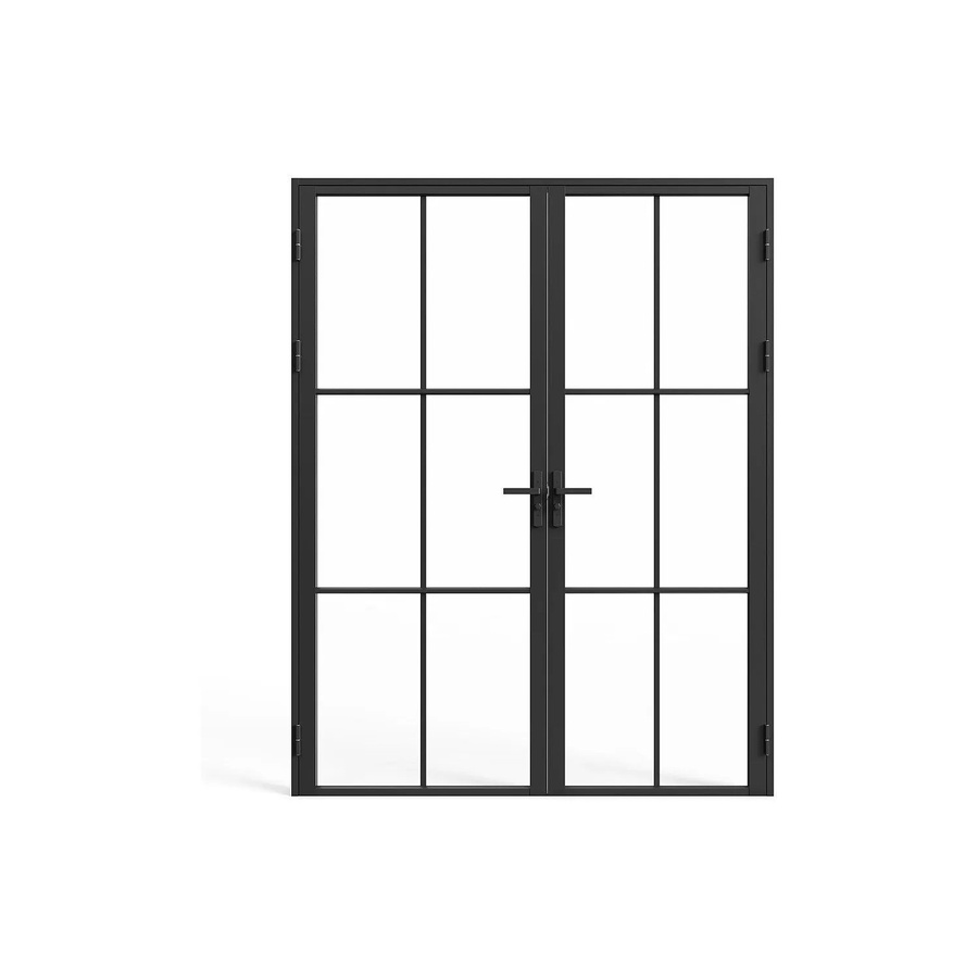 Vente-unique Tür-Komplettset Seroto in Schwarz mit Glas und Aluminium im Industrial-Design, Breite: 93 cm, Höhe: 204 cm, Tiefe: 35 cm - Bild 2