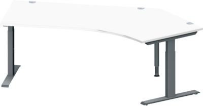 Schäfer Shop Genius Winkelschreibtisch MODENA FLEX mit 135 Grad Winkel rechts, T-Fuß Rechteckrohr, weiß/anthrazit, B: 216,5 cm, T: 80 cm, H: 65-85 cm - Bild 1