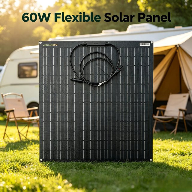 JINGYANGPV Flexibles ETFE Solarpanel 60W 18V mit Mono-Solarzellen und 25% Wirkungsgrad in Schwarz für Wohnmobil, Boot und Camping - Bild 1