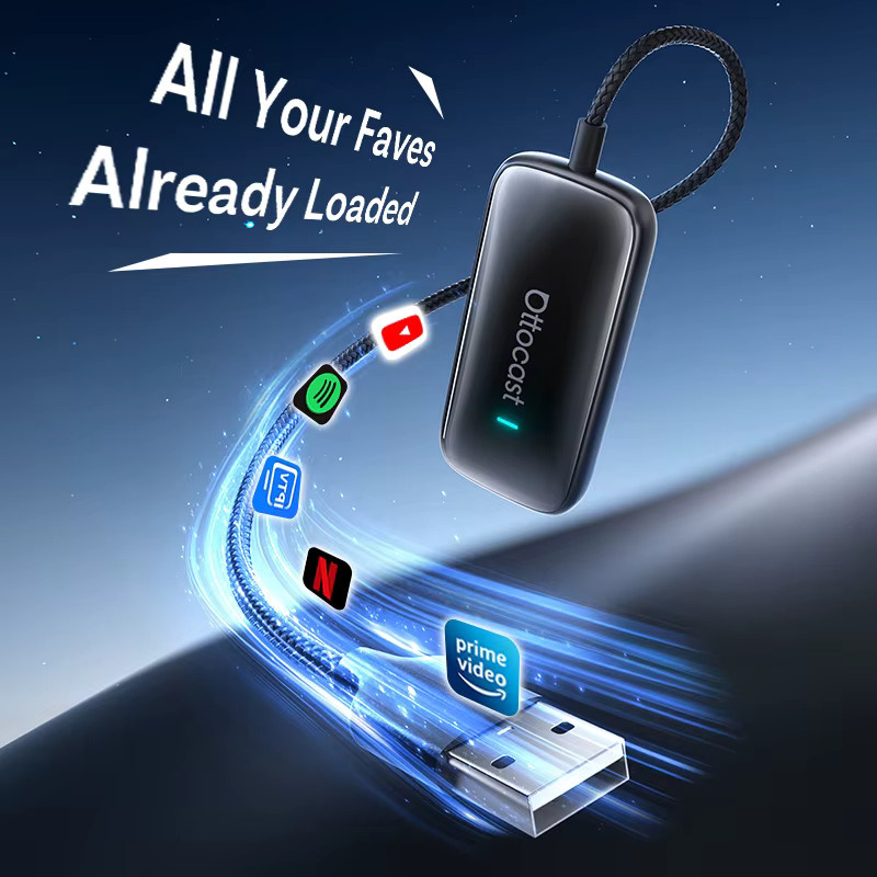 Ottocast Play2Video Ultra Mini WiFi6 AI Box Carplay Adapter mit Android Auto und App-Installation für Audi, Schwarz - Bild 6