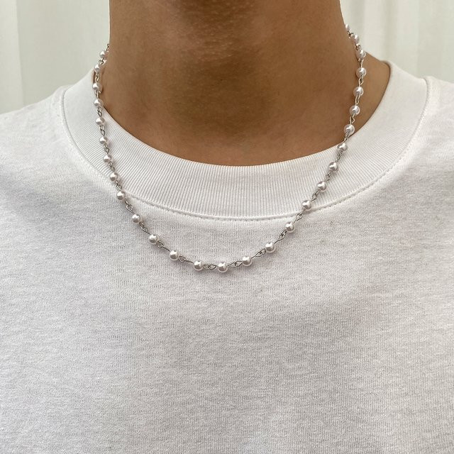 SHIXIN Halskette, Perle, Silber, Herren - Bild 1