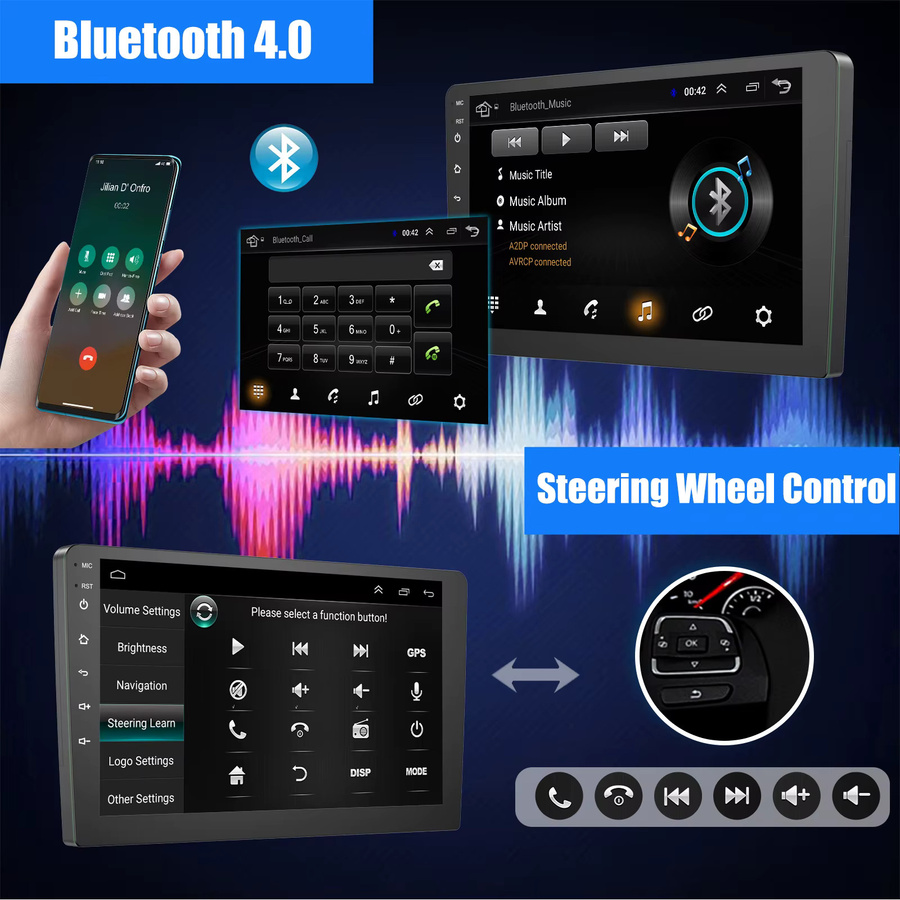 ESSGOO Android 15 Universelles Autoradio mit 64G Speicher, GPS und Bluetooth, 7 Zoll, Schwarz - Bild 4