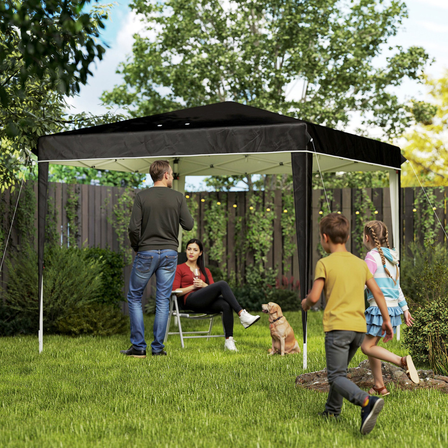 Outsunny Faltpavillon Gartenzelt Schwarz mit Höhenverstellung und UV50+ Schutz, B/T: 300 x 300 cm - Bild 2