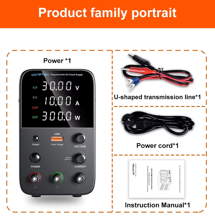 Wanptek Einstellbares DC-Labornetzteil in Schwarz mit 30 V und 10 A / 5 A Spannungsregler - Bild 5