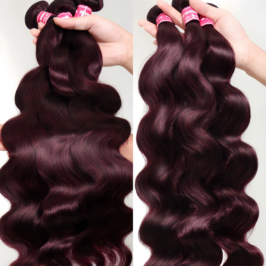 UNice Purple Black Cherry Body Wave Bundles, 1-4 Stück, Echthaar - Bild 2