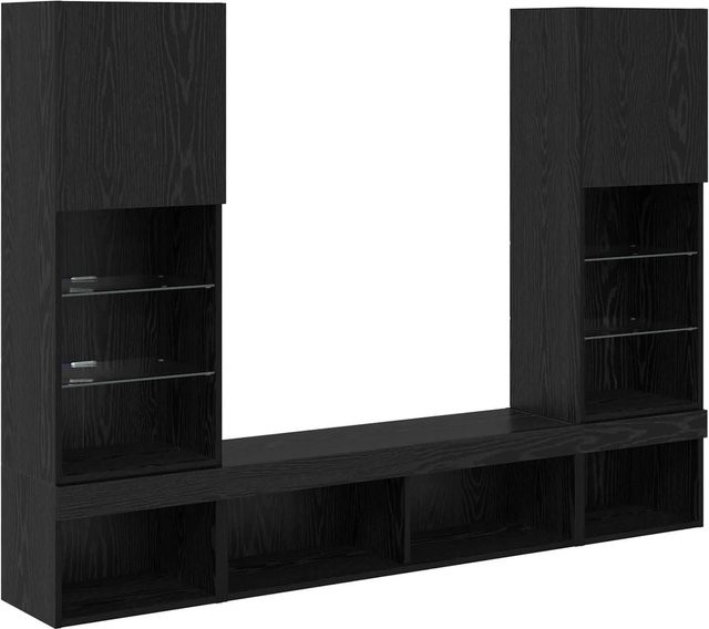 vidaXL TV Wand Einheit 5-teilig mit LED in Schwarz und Eichen-Optik - Bild 1
