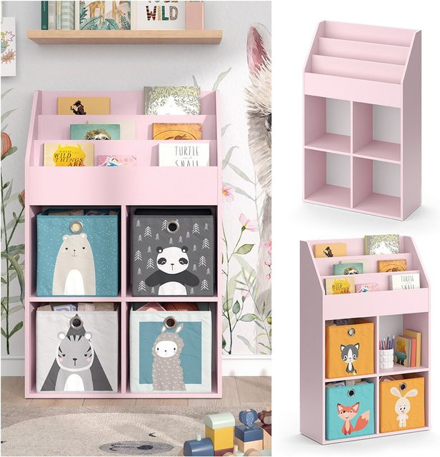 Vicco Kinderbücherregal Luigi Kinderzimmerregal mit offenen Fächern, Farbe: Pink, Breite: 72 cm, Höhe: 114 cm - Bild 1