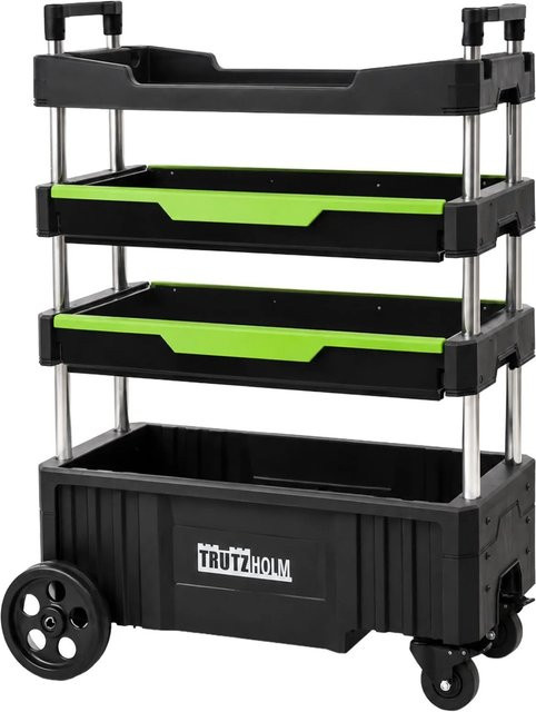 TRUTZHOLM Montagewagen klappbar mit 4 Ablagefächern, B/T/H: 67,5 x 40 x 95 cm, Traglast 80 kg, Schwarz/Grün - Bild 1