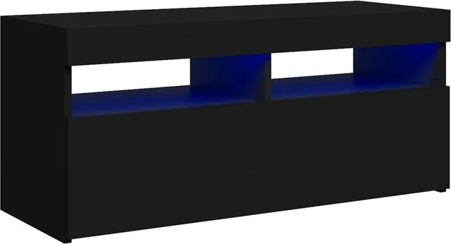 vidaXL TV-Schrank mit LED-Leuchten in Schwarz, B/T/H: 90 x 35 x 40 cm - Bild 1
