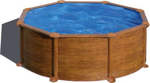 GRE Rundpool in Holzoptik braun Durchmesser: 350 cm, Höhe: 132 cm - Bild 1