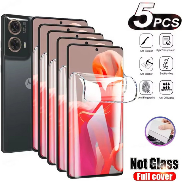 5er Pack Hydrogel Display Schutzfolien für Motorola Edge 50 40 30 Ultra Plus 60 Fusion und Moto G75 G55 G85 G84 G45 G35 G14 in Transparent - Bild 1