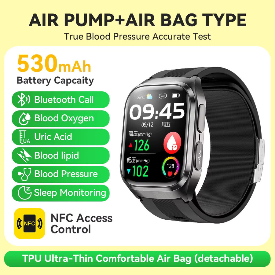 NOYAFA Smartwatch, Schwarz, Silikon, Herren, 44 mm - Bild 7