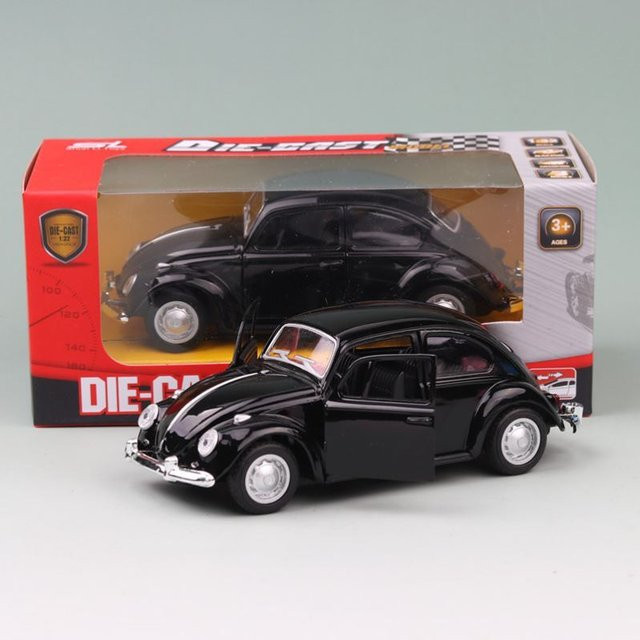 Fourall- Model Cars Volkswagen VW Classic Beetle Bug, Rückziehauto-Modellspielzeug, Maßstab 1:36, schwarz, ab 3 Jahre - Bild 1