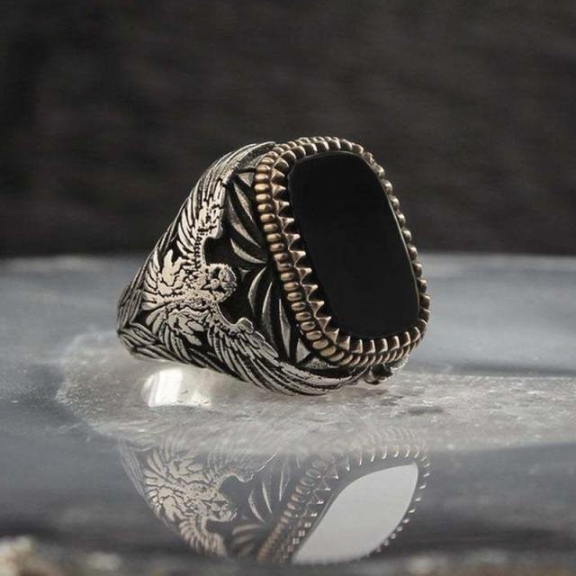 Ring Türkisperlenring, Zirkonia, Silber, Unisex - Bild 1
