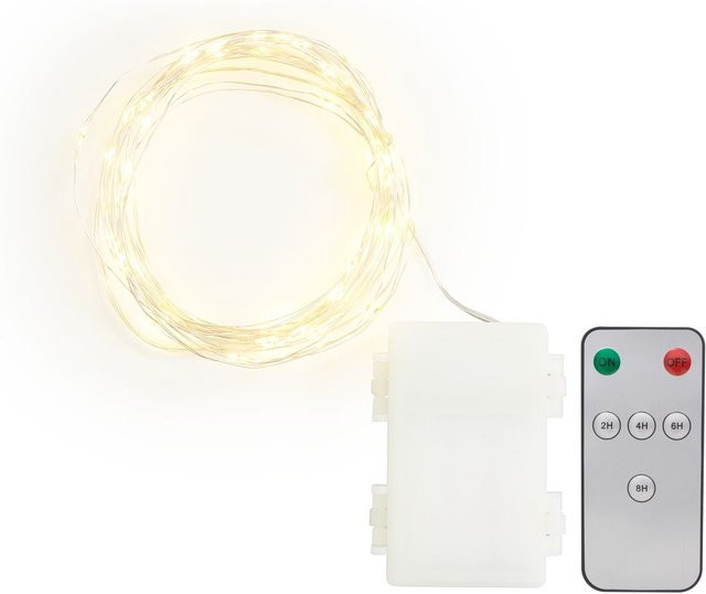 Outdoor Micro-LED-Lichterkette mit 50 LED, transparent/weiß, inklusive Fernbedienung und Timer - Bild 1