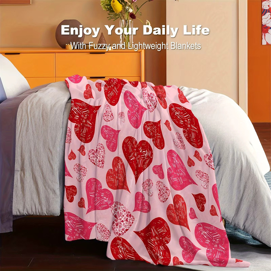 VIKAMA Valentinstag Liebeteppich in Pink, weiche Fleece-Decke als Sofadecke oder Zimmerschal - Bild 2