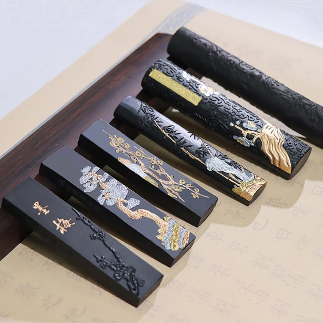Handgefertigter chinesischer Kalligraphie-Tintenstein in Schwarz für japanische und chinesische Kalligraphie - Bild 1