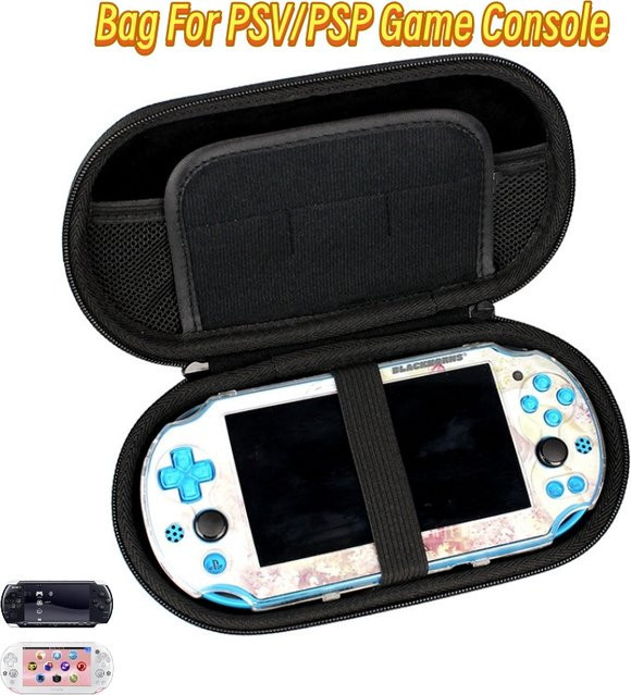Haolonggcp Aufbewahrungstasche für PlayStation PSP 2000 und PSP 3000, stoßfeste Schutzhülle mit Handschlaufe, Schwarz - Bild 1