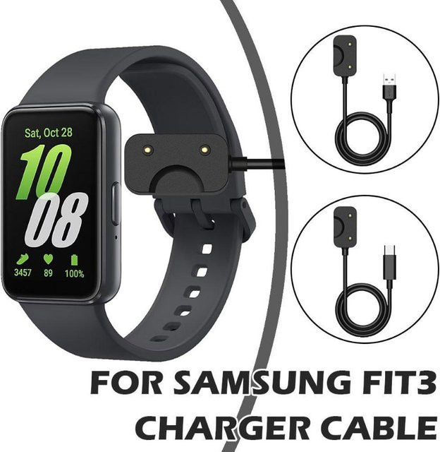 Samsung USB/Typ C Ladekabel für Samsung Galaxy Fit 3 R390, Schwarz - Bild 1