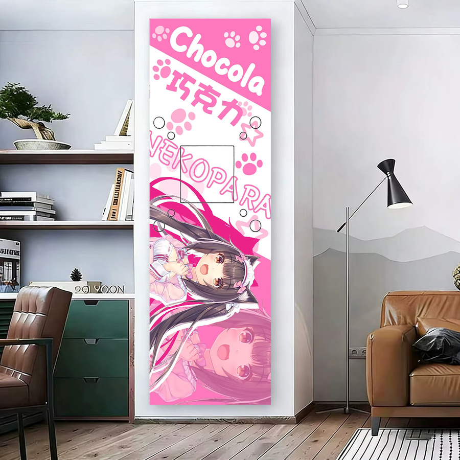 VIKAMA N-Nekopara Wandteppich mit niedlichem Mädchen-Design in Pink, dekorativer Stoff-Wandteppich für dein Schlafzimmer oder Wohnheim, Breite: 150 cm, Höhe: 40 cm - Bild 2