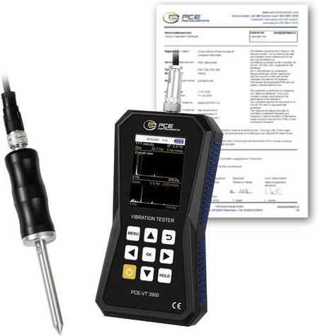 PCE Instruments Schwingungsmessgerät PCE-VT 3900S-ICA in Schwarz mit Messspitze, FFT-Analyse und Routenmessung sowie ISO-Zertifikat - Bild 1